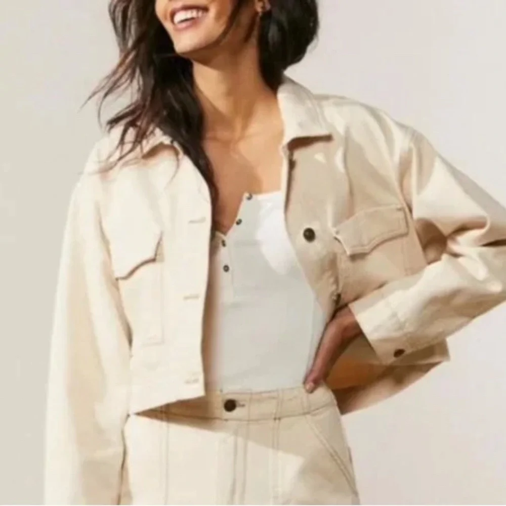 Abercrombie & Fitch Cream Jean Jacket